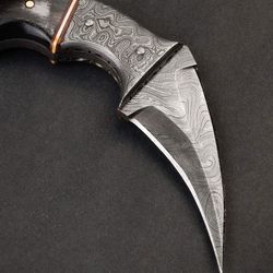 dragon's claw damascus steel karambit knife hunting knife, hand forged damascus bowie knife, damascus hunting karambit,