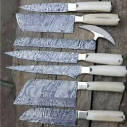 7 pieces handmade damascus steel chef knife set kitchen knives set
