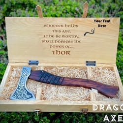 dragon axe with personalized engraved wooden box best gift box for men / women, gift for anniversary, birthday, and chri