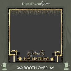 360 overlay gold black birthday photobooth 360 bday selfie 360 man party videobooth 360 wedding custom template filter