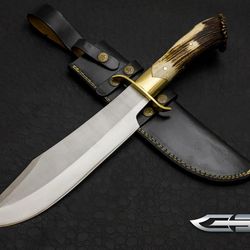 inglorious basterd's replica bowie knife | handmade d2 steel hunting knife | leather sheath | movie knife | gift for him