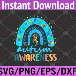autism awareness shirt rainbow puzzle autism awareness month svg, eps, png, dxf, digital download