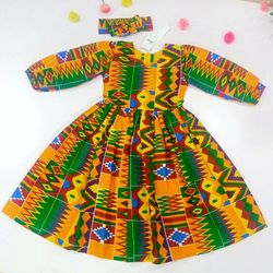 Girls Long Sleeve Dress, Toddlers Dresses, Gift For Girls, Birthday Party Gift Dress, African Print Dress
