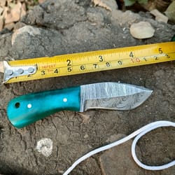 miniature knife custom handmade forged damascus steel fixed blade full tang gift