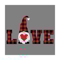 plaid gnome love svg, valentine svg, gnome svg, valentine gnome svg, gnome hugging heart, gnome with heart, gnome heart
