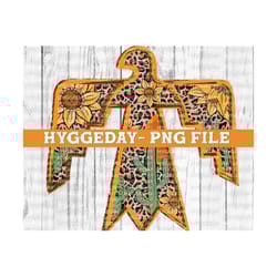 thunderbird aztec sunflower leopard cactus png, sublimation download, desert, cactus, country, western, serape