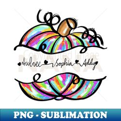 Nana bright colorful pumpkin grandchildren names - Stylish Sublimation Digital Download - Stunning Sublimation Graphics
