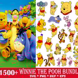 1500 winnie the pooh svg, winnie the pooh bundle, disney svg, pooh bear svg, trigger svg, igor, piglet svg