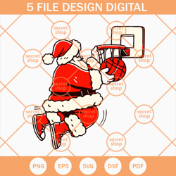 Santa Dunking Basketball SVG, Santa Claus Playing Sport SVG, Xmas Holiday SVG,
