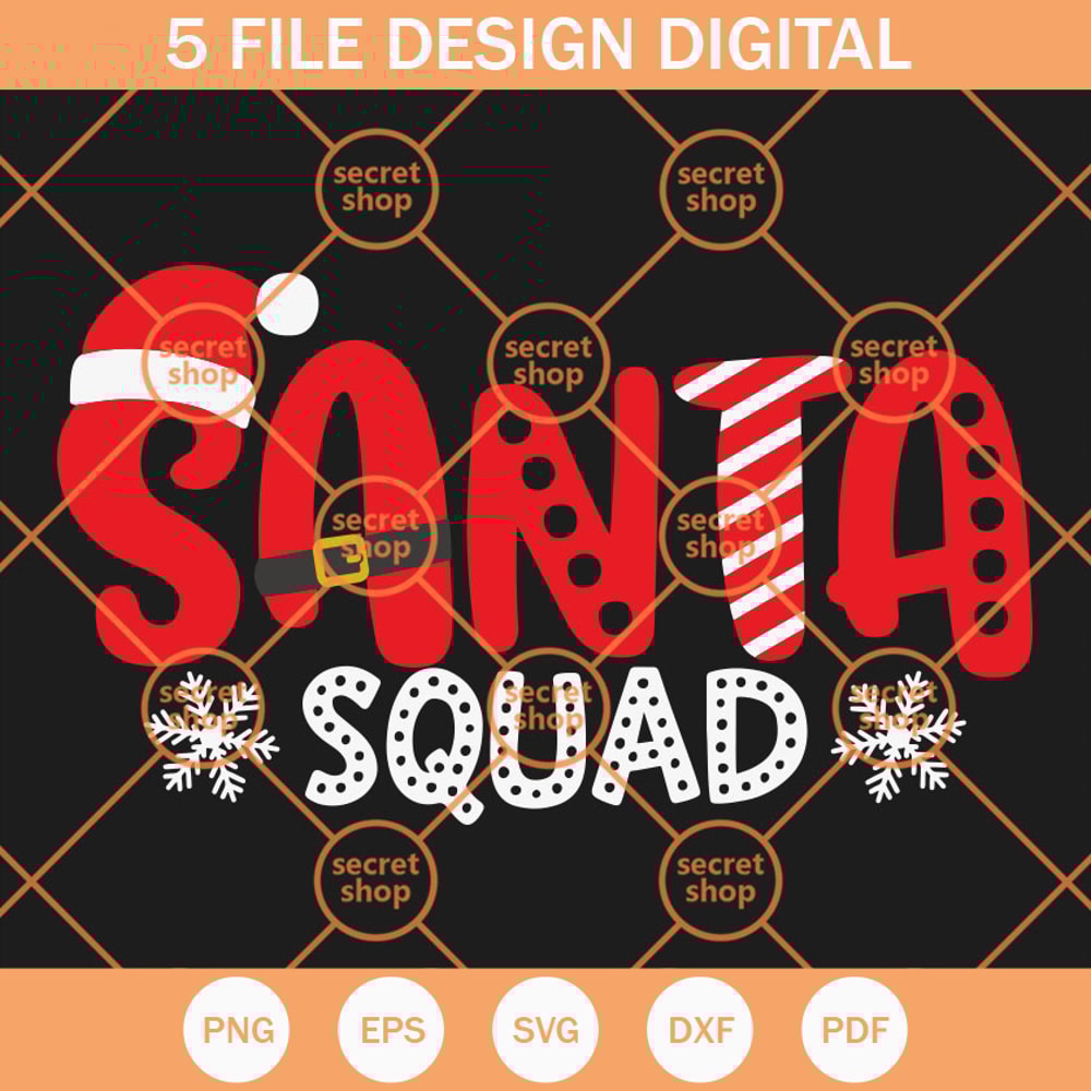 Santa Squad SVG, Decorated Christmas Font SVG, Xmas Theme Text SVG - SVG Secret Shop.jpg