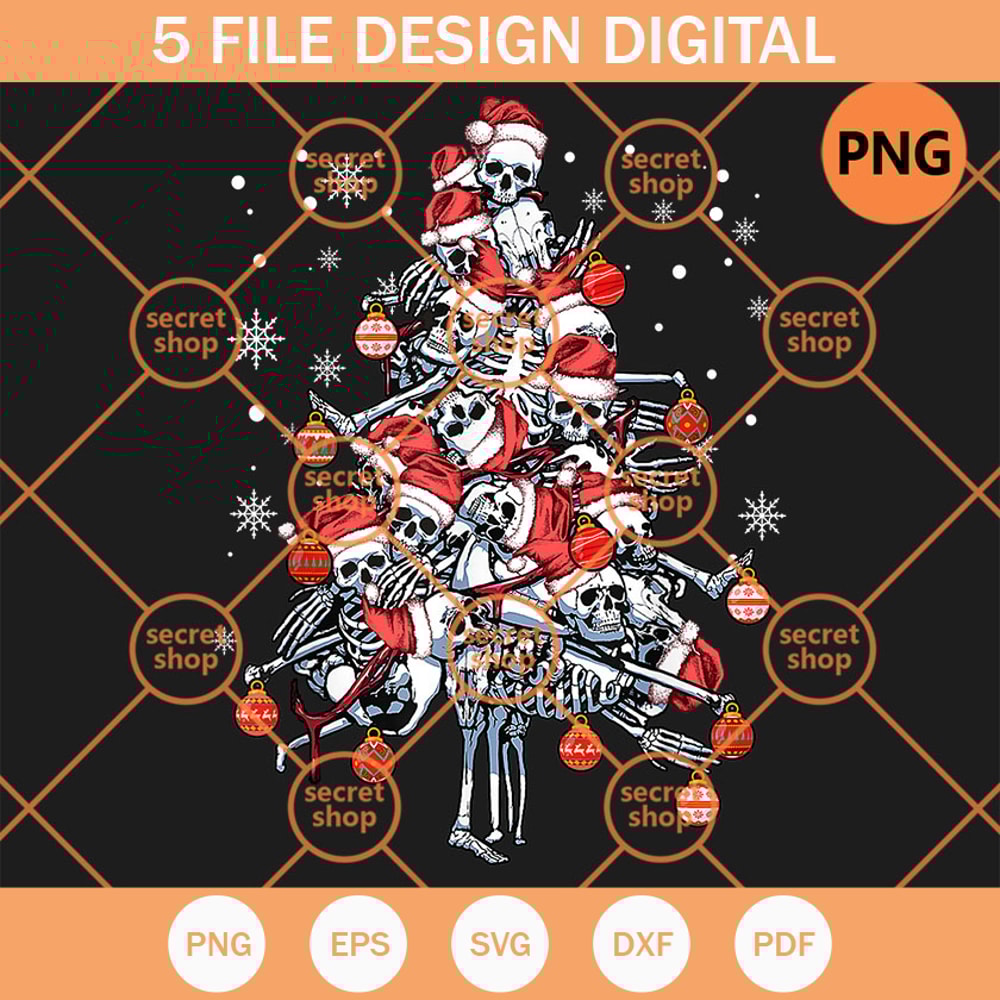 Sugar Skull Santa Hat Christmas Tree PNG, Skull PNG, Santa Hat PNG, Christmas PNG - SVG Secret Shop.jpg