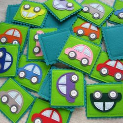 Cars Felt Memory Matching Game,  Preschool Sensory Educational  toy