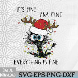deer its fine i'm fine everything is fine christmas tree cat svg, eps, png, dxf, digital download
