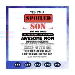 i am a spoiled son svg, awesome mom she was born in december svg, mom born in december svg, birthday svg, mothers day sv