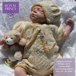 royal prince - baby knitting pattern. baby romper set knitting tutorial.