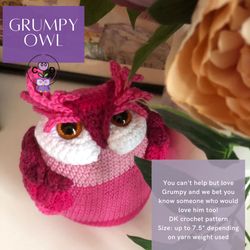 mr grumpy owl crochet pattern. owl crochet tutorial.