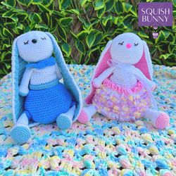 squish bunny - baby comforter crochet pattern. baby buddy crochet tutorial.