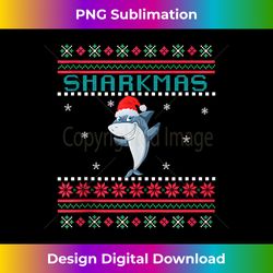 Sharkmas Funny Shark Ugly Christmas Sweaters Tank - Edgy Sublimation Digital File - Ideal for Imaginative Endeavors