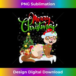 Holiday Xmas Tree Lighting Santa Hat Ferret Christmas Tank - Chic Sublimation Digital Download - Ideal for Imaginative Endeavors