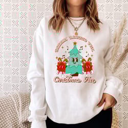 christmas tree sweatshirt, rockin around the christmas tree, christmas sweatshirt, cute holiday tee, holiday sweater