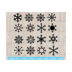 16 snowflake svg, snowflake bundle flake winter silhouette christmas, snowflake clipart snowflakes frames winter svg, cut file cricut vinyl
