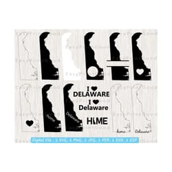 delaware svg bundle, delaware clipart, delaware outline, delaware map, love, delaware home, delaware state, monogram frame, cut file, cricut