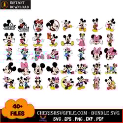 40 files disney mickey minnie mouse svg, disney mickey minnie bundle svg