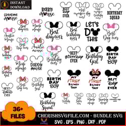 disney mickey minnie mouse family bundle svg, 36 files mickey minnie mouse family svg