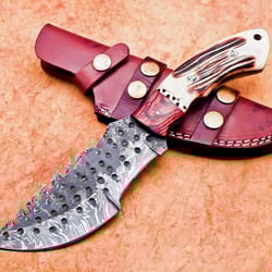 custom handmade damascus blade camping hunting full tang tracker knife
