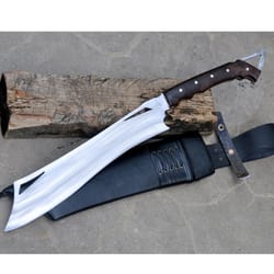 22" beautiful custom handmade d2 tool steel hunting sword with leather sheath