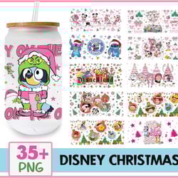 35 christmas can wrap bundle png, 16oz libbey glass wrap bundle png, christmas cartoon character bundle
