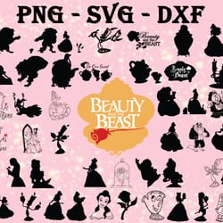 beauty and the beast silhouette svg, bundles beauty and the beast svg, png,dxf,...