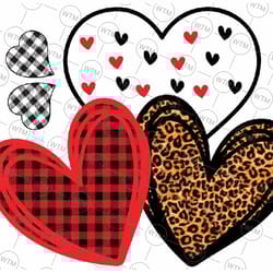 girls valentines day hearts love leopard red plaid png, cheetah leopard love heart png, digital download
