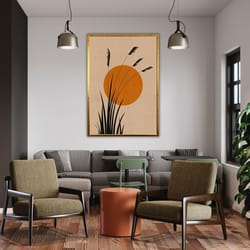 minimalist boho home decor canvas print, neutral geometric artwork, modern art print, aesthetic bohemian wall decor