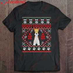 Fox Terrier Wire Dog Merry Christmas Ugly Sweater Funny Gift T-Shirt, Mens Funny Christmas Tee Shirts  Wear Love, Share