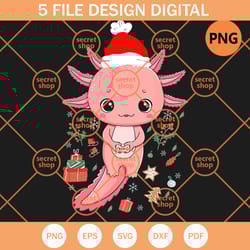 axolotl christmas gaming , axolotl wearing santa hat