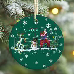 music teacher christmas ornament, holiday music lover gift for teacher, snowman christmas tree decor