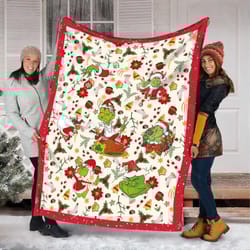 christmas grinch sherpa fleece blanket, christmas blanket, grinch face blanket, christmas gifts, grinch christmas blanke