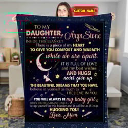 custom name blanket, to my daughter from mom fleece sherpa blanket, christmas blanket, birthday gift for daughter, daugh