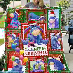 cute eeyore christmas fleece sherpa blanket, disney winnie the pooh christmas blanket, christmas party, disneyland xmas