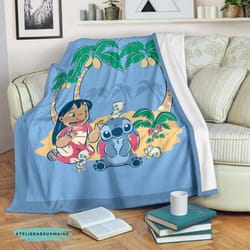 disney lilo and stitch christmas blanket,stitch fleece blanket,stitch and angel couch sofa blanket, lilo and stitch chri