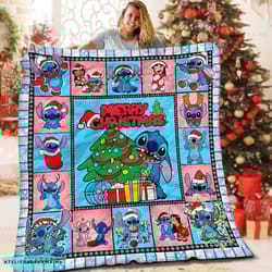 disney lilo and stitch movie blanket christmas, lilo blanket, stitch blanket,custom name blanket,disney trip blanket, cu