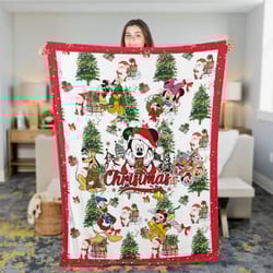 disney mickey christmas fleece blanket, mickey and co blanket, disney family decor menorah dreidel gelt housewarming gif