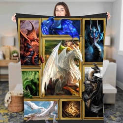dragon blanket, gift for son, grandson fleece sherpa blanket, christmas blanket, dragon birthday gift, dragon throws, dr