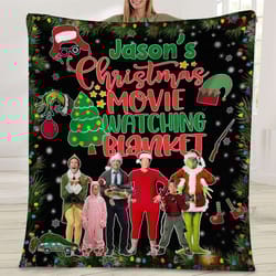 personalized christmas movie watching blanket, christmas blanket, grinch face blanket, christmas gifts, birthday gifts ,
