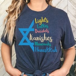 star of david t-shirt - happy hanukkah t-shirt, hanukkah t-shirt, latkes tee, menorah t-shirt, love and lights tee, hanu