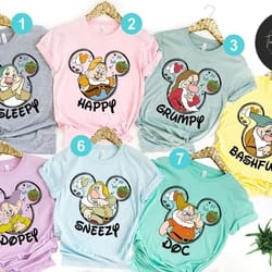 mickey ears balloon disney snow white and seven dwarfs shirt, disney princess snow white, 7 dwarfs group shirt, disney v