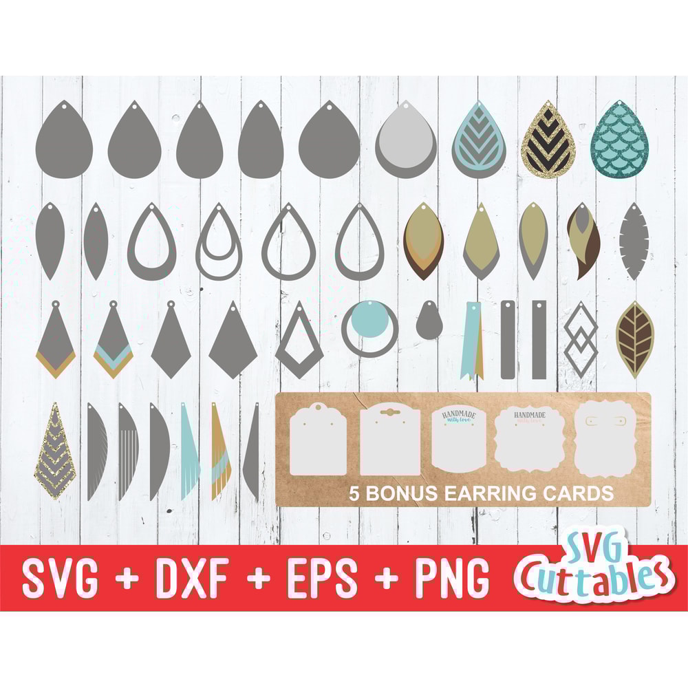 Earring svg Bundle - SVG - DXF - EPS - Earring Cut File - Earring Card - Faux Leather Earrings - Silhouette - Cricut - Digital File.jpg