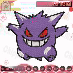 gengar embroidery design, pokemon embroidery design, anime embroidery file, machine embroidery designs, instant download