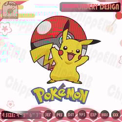 pikachu embroidery design, pokemon embroidery design, anime embroidery file, machine embroidery designs
